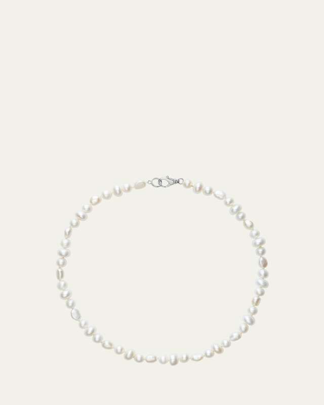 White Pearl Mixed Shape Knotted Necklace